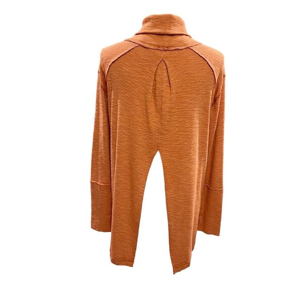 We The Free X Free People Orange Long Sleeve Split Back Turtleneck Top SZ Medium - Picture 5 of 10
